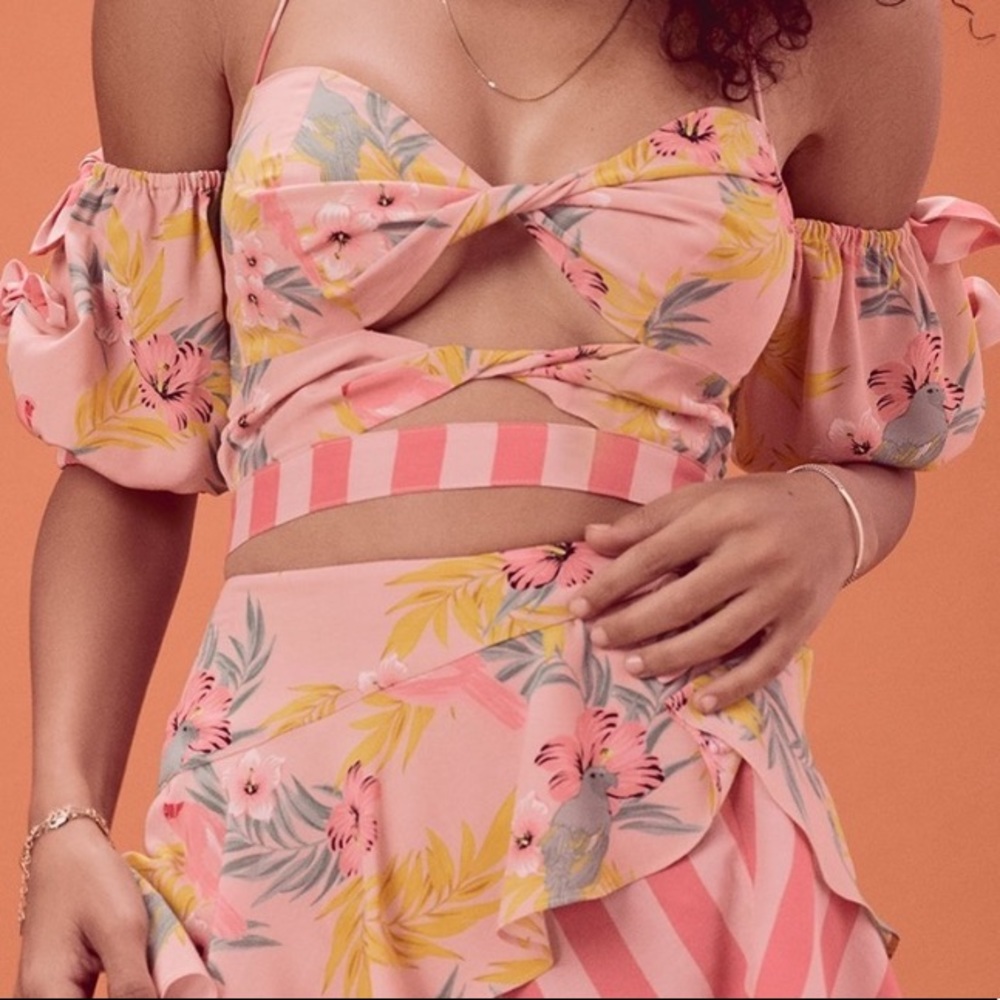 NEW For Love and Lemons Antigua Crop Top in Blush XS Z284-13